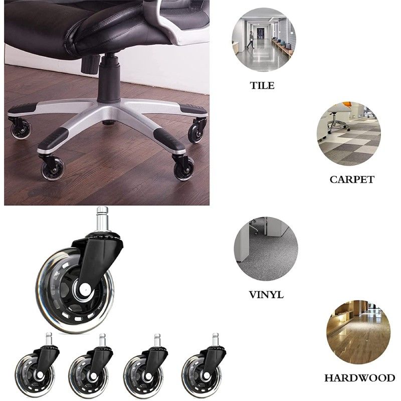 Replacement Chair Wheels for Hardwood Floors, Carpet, Tile, the AVO - 3