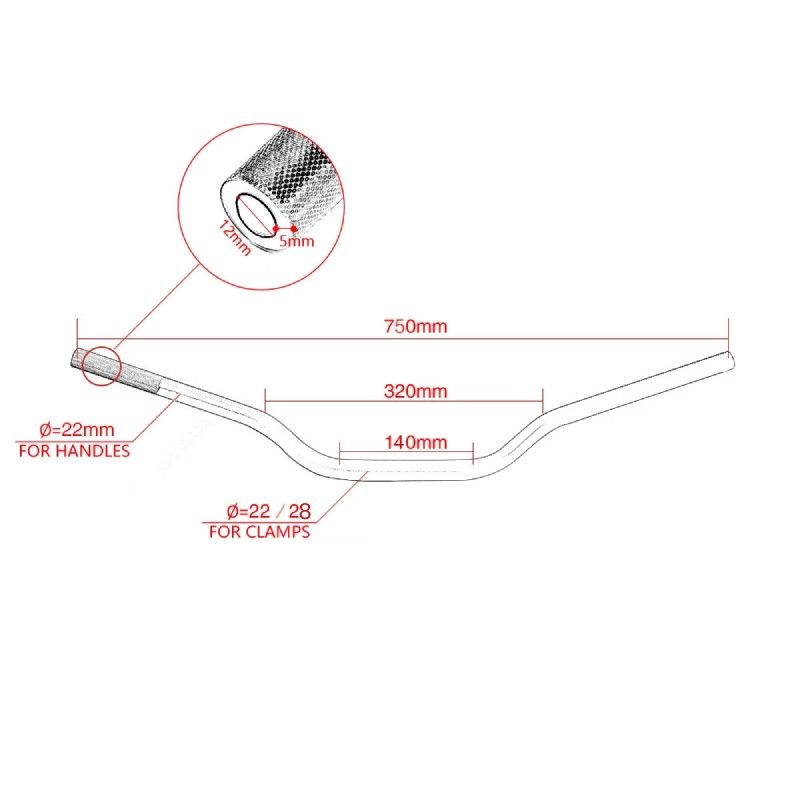 Aluminum Pit Bike Handlebar Red 22 / 22 AVO - 2