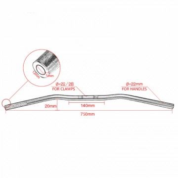 Aluminum Pit Bike Handlebar Red 22 / 22 AVO - 3