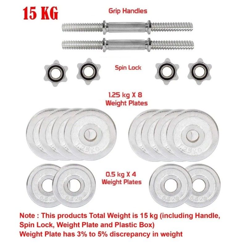 Set di manubri regolabili cromati da 15 kg  AVO - 3