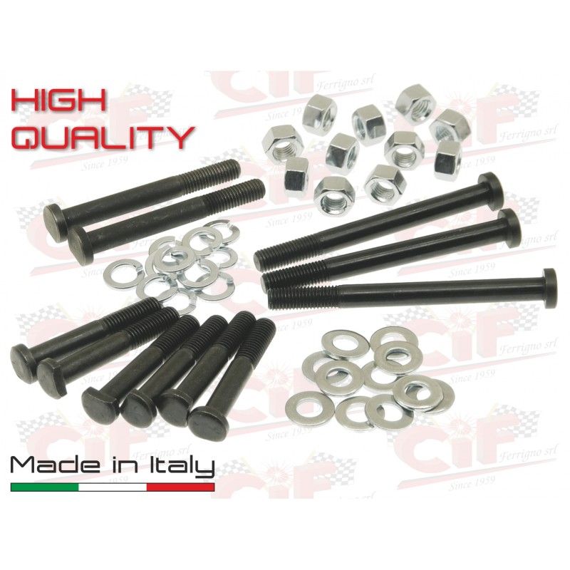 M7 SCREW KIT "HIGH QUALITY MADE IN ITALY" (M7 ENGINE CRANKCASE SCREWS + FLAT WASHERS + GROWER WASHERS + NUTS) CIF : 5028-KT  CIF