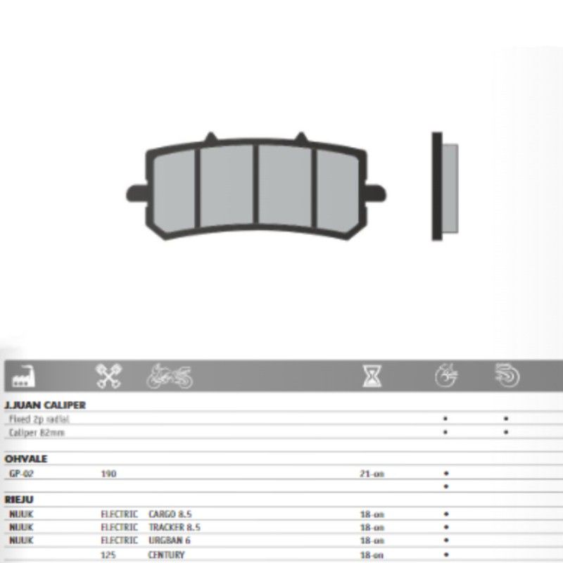 J.Juan Ohvale GP-2 Rieju Brake Caliper Pad - Sintered  J.JUAN BRAKE SYSTEMS - 1