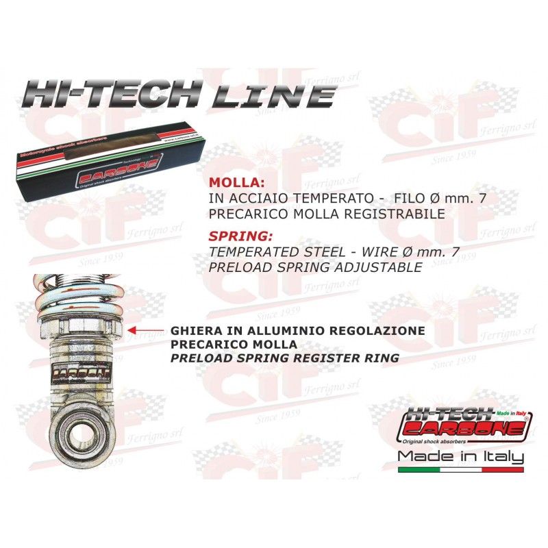 AMMORTIZZATORE ANTERIORE CARBONE "HI TECH" REGISTRABILE - GRIGIO RS - VE  CARBONE - 1