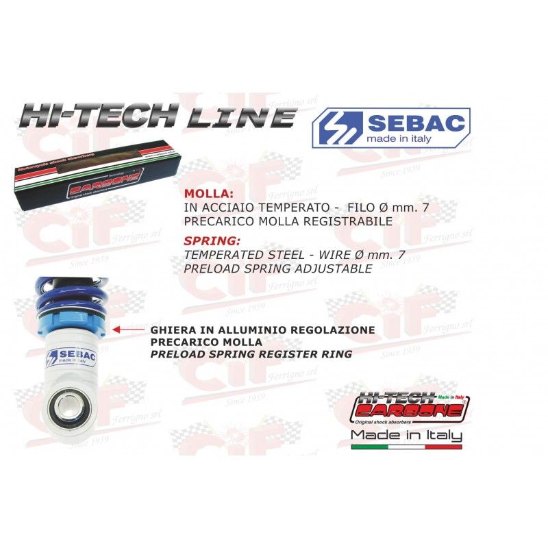 AMMORTIZZATORE ANTERIORE "SEBAC" "HI TECH" REGISTRABILE - BIANCO/BLU - V  CARBONE - 1