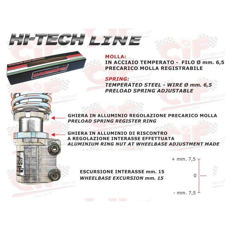 AMMORTIZZATORE ANTERIORE CARBONE "HI TECH" REGISTRABILE - GRIGIO "RS" -  CARBONE - 1