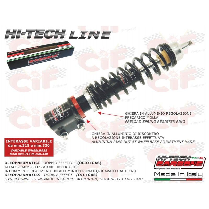 AMMORTIZZATORE ANTERIORE CARBONE "HI TECH" REGISTRABILE - NERO - VESPA  CARBONE - 1