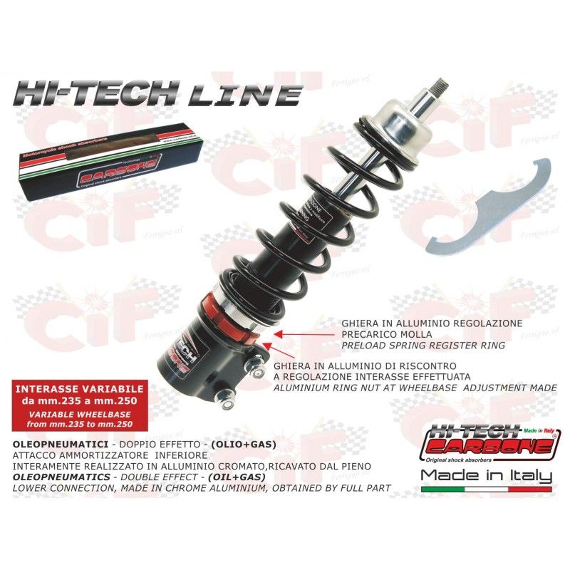 CARBONE "HI TECH" FRONT SHOCK ABSORBER - 14 mm STEM - ADJUSTABLE  CARBONE - 1