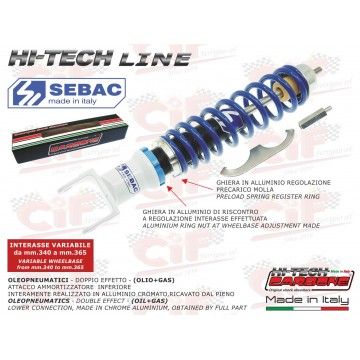 "SEBAC" "HI TECH" ADJUSTABLE REAR SHOCK ABSORBER - WHITE/BLUE VE  CARBONE - 1