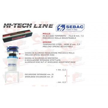 "SEBAC" "HI TECH" ADJUSTABLE REAR SHOCK ABSORBER - WHITE/BLUE VE  CARBONE - 2