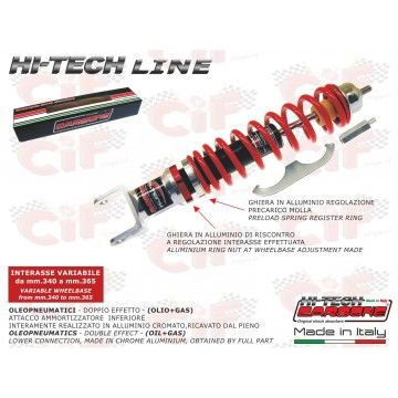 CARBONE "HI TECH" ADJUSTABLE REAR SHOCK ABSORBER - CHROME/RED CIF : 6314-HTR  CARBONE - 2