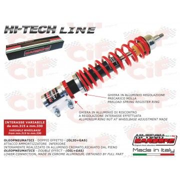 AMMORTIZZATORE ANTERIORE CARBONE "HI TECH" REGISTRABILE - CROMATO/ROSSO  CARBONE - 2