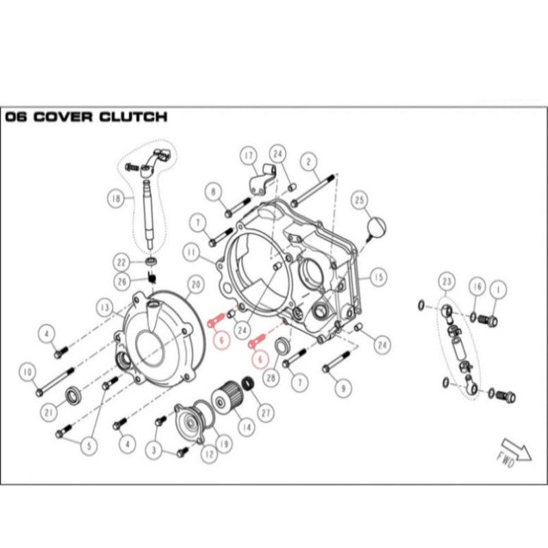 M6 x 30 Flanged Hex Bolt for DAY Clutch Manifold and Crankcase  DAYTONA - 1
