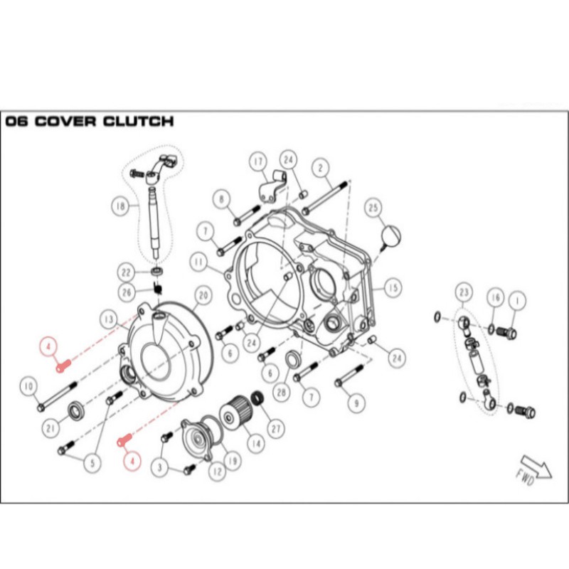 M6 x 22 Flanged Hex Bolt for Clutch Cover DAYTONA 190 - 864  AVO - 1