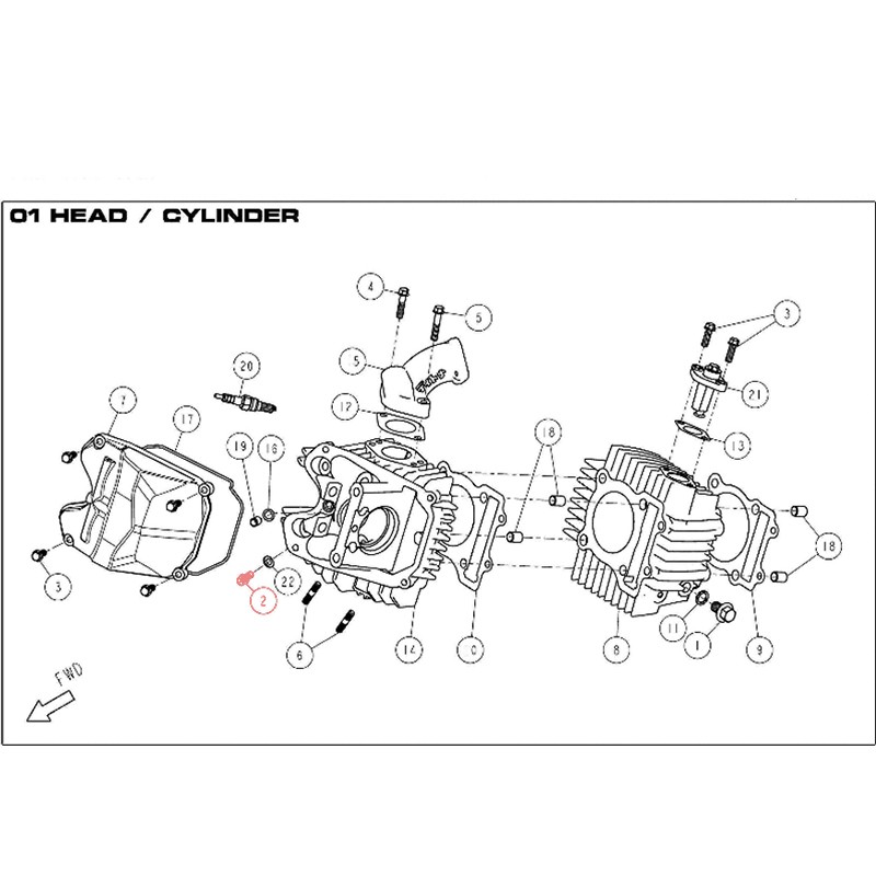 M6 x 22 Flanged Hex Bolt for DAYTONA 190 Head - 85877  AVO - 1