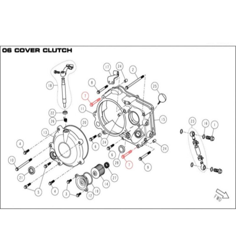 M6 x 50 Flanged Hex Bolt for DAYTONA 190 Clutch Cover - 86473  DAYTONA - 1