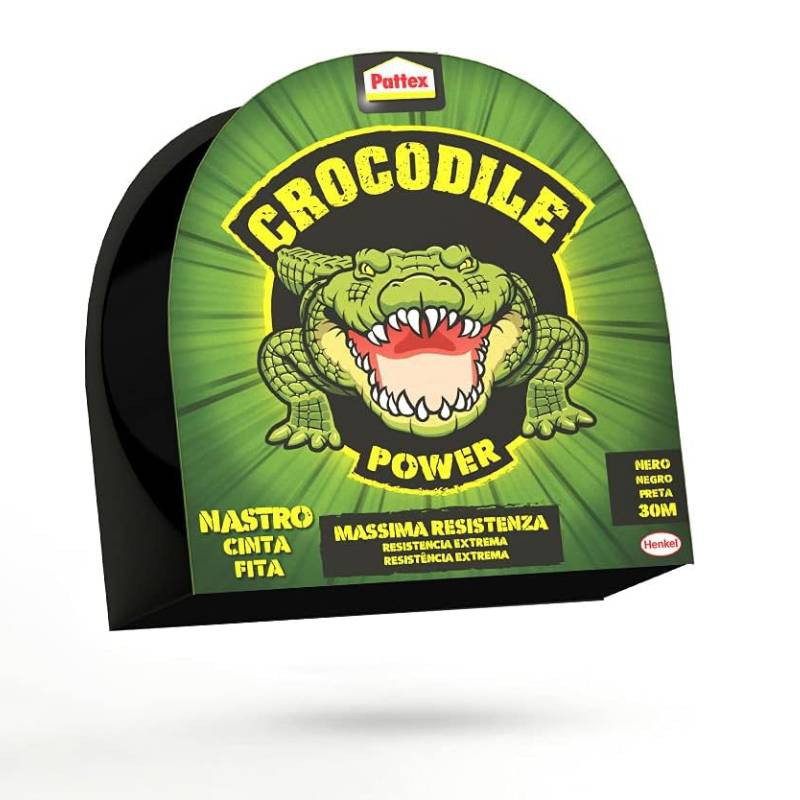 Pattex Crocodile Power Tape nero 30m x 50mm, nastro americano extra forte, 2 volte più spesso, per molte superfici.
  AVO - 1