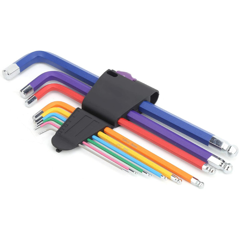 9 Piece Metric Hex Allen Key Set (1.5-10mm) – Ball End, CR-V Material, Multicolor  AVO - 6
