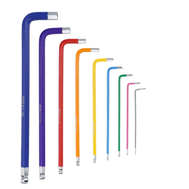 Set di 9 Chiavi a Brugola Metriche Esagonali (1,5-10 mm) – Estremità Sferica, Materiale CR-V, Multicolore  AVO - 10