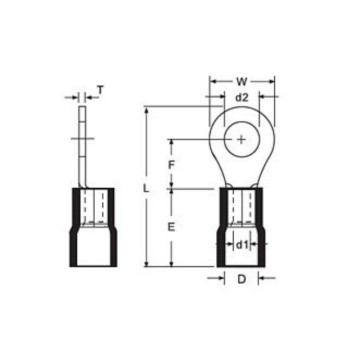 Terminale a Crimpare ad Anello Isolato Rosso M4 ( 4  mm ) RV1.25-4  AVO - 5