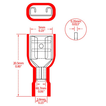 Fully Insulated Red Female Crimp Terminal (4.8mm) FDFD1.25-187  AVO - 3