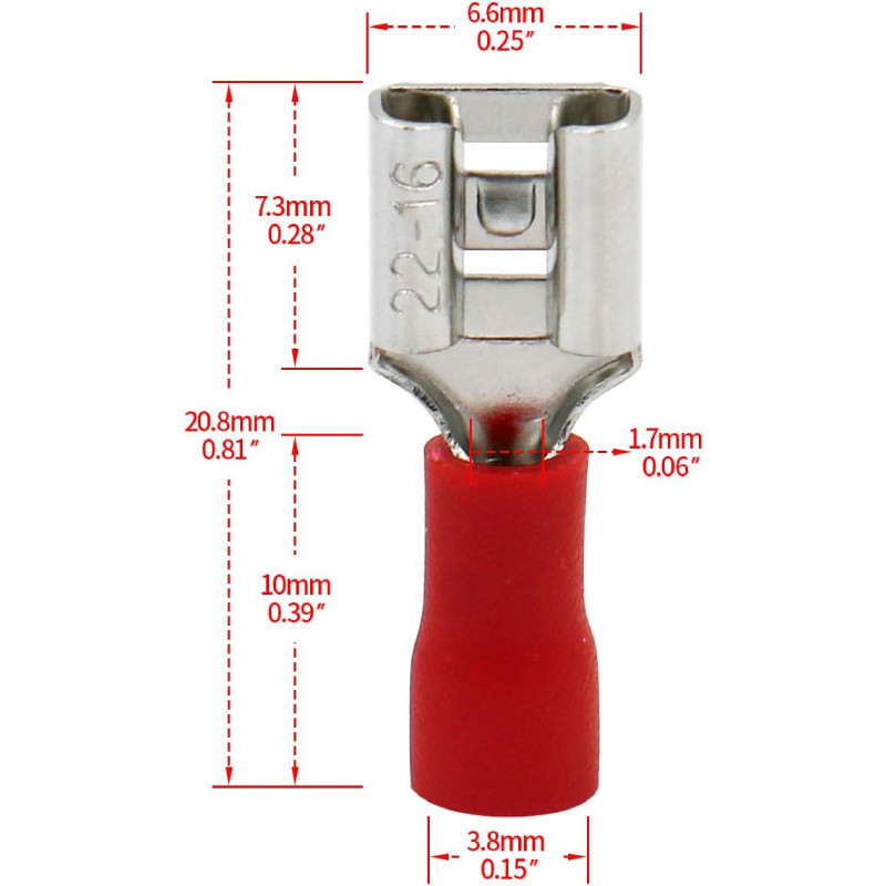 Terminale a Crimpare Femmina Isolato Rosso ( 4,8 mm ) FDD1.25-187  AVO - 2