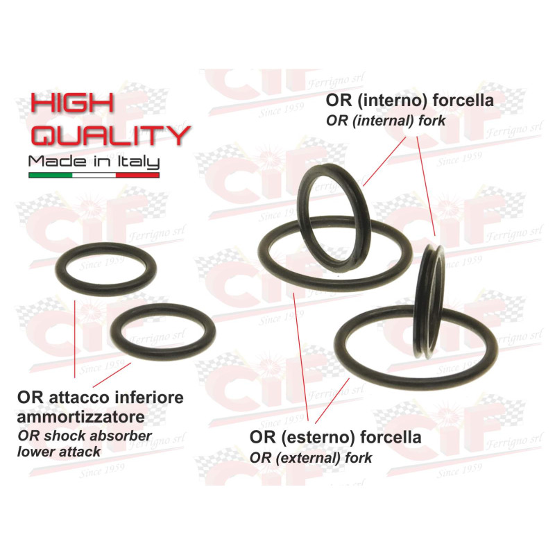 "HQ" O-RING KIT (6pcs) FOR FRONT HUB VESPA 50-90-125 PRIMAVERA ET3 PK 50 / PK 50 XL CIF : 7024-KT  CIF - 1