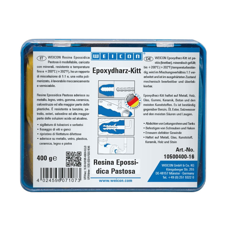 RESINA EPOSSIDICA BICOMPONENTE Weicon STUCCO METALLI ALTE TEMPERATURE 400g  WEICON - 2