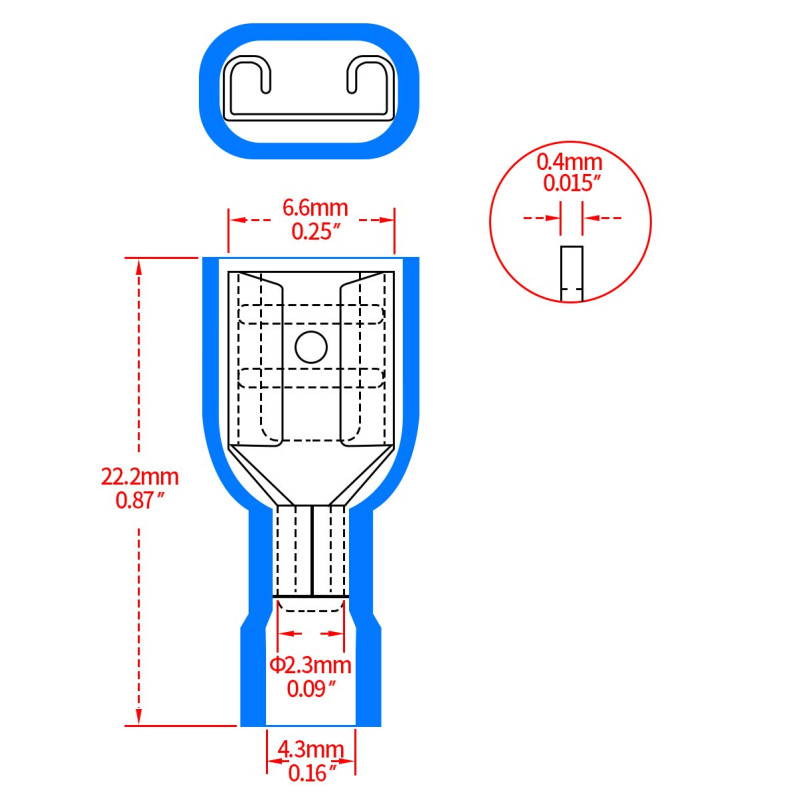 Terminale a Crimpare Femmina Completamente Isolato Blu ( 4,8 mm ) FDFD2-187  AVO - 4