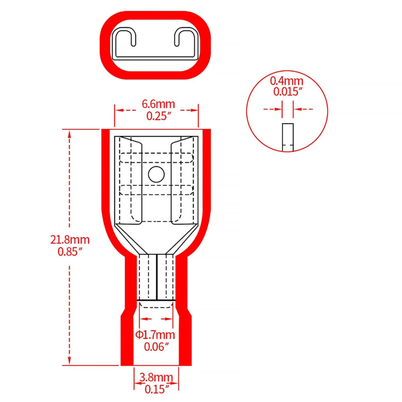 Terminale a Crimpare Femmina Completamente Isolato Rosso ( 6,3 mm ) FDFD1.25-250  AVO - 4