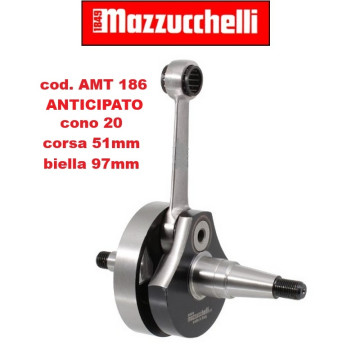 Albero motore MAZZUCCHELLI AMT 186 Vespa PK XL 50 a 125 Anticipato - Corsa 51 mm - Cono 20 - Biella int. 97  NUOVA MAZZUCCHELLI 