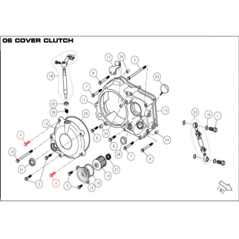 M6 x 105 Flanged Screw for DAYTONA 190 Engine Crankcase - 86459  DAYTONA - 1