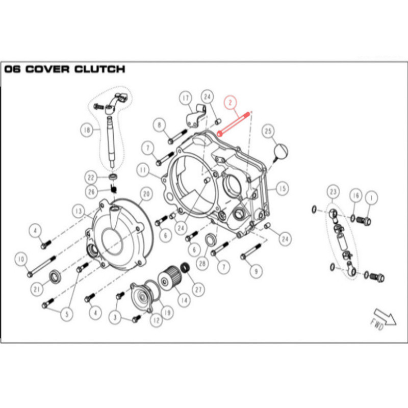 M6 x 65 Flanged Screw DAYTONA 190 Engine Crankcase - 83761  AVO - 1