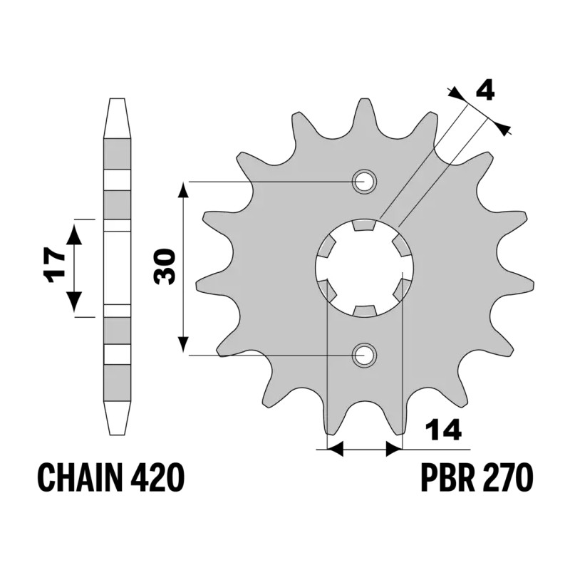 PBR 420 18NC 270 Sprocket For Pitbike YX and GPX Engines PBR - 1