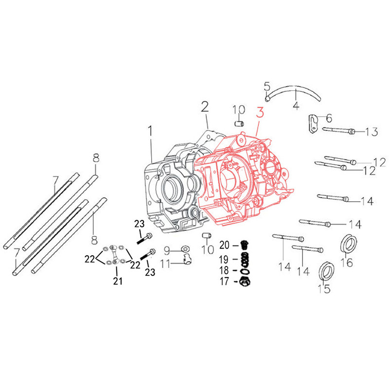 Takega 170 engine crankcase left side  AVO - 1