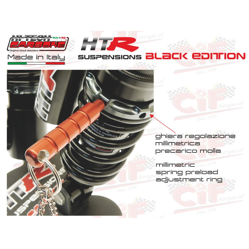 Ammortizzatore Anteriore Hitech Carbon HTR Black Edition Pluriregolabile a Gas – Vespa PX / T5 / LML CIF : 18306-NN  CARBONE - 5