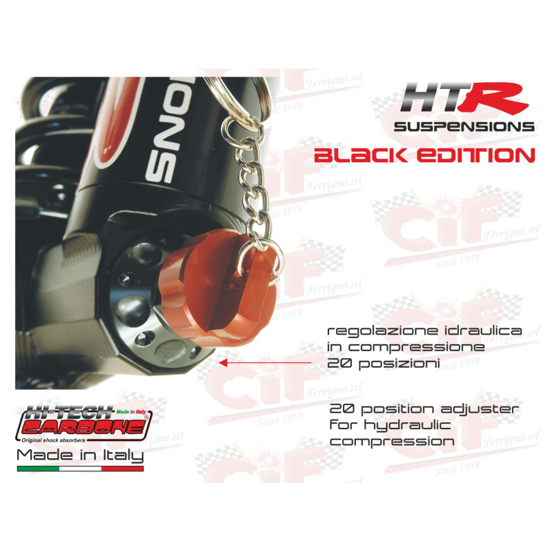 Ammortizzatore Anteriore Hitech Carbon HTR Black Edition Pluriregolabile a Gas – Vespa PX / T5 / LML CIF : 18306-NN  CARBONE - 4