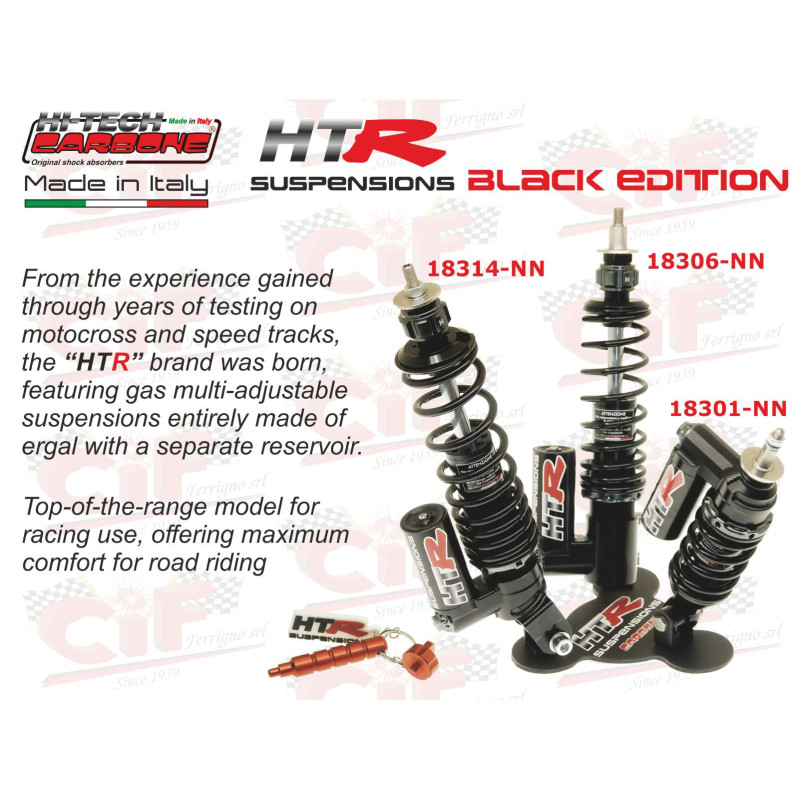 Ammortizzatore Anteriore Hitech Carbon HTR Black Edition Pluriregolabile a Gas – Vespa Primavera / ET3 / PK CIF : 18301-NN  CARB