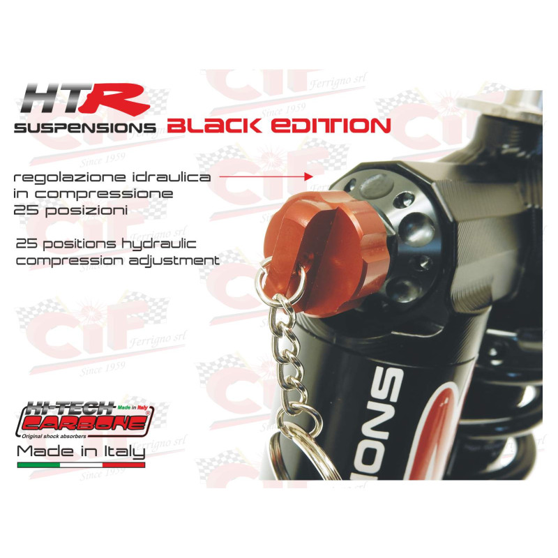 Ammortizzatore Anteriore Hitech Carbon HTR Black Edition Pluriregolabile a Gas – Vespa Primavera / ET3 / PK CIF : 18301-NN  CARB
