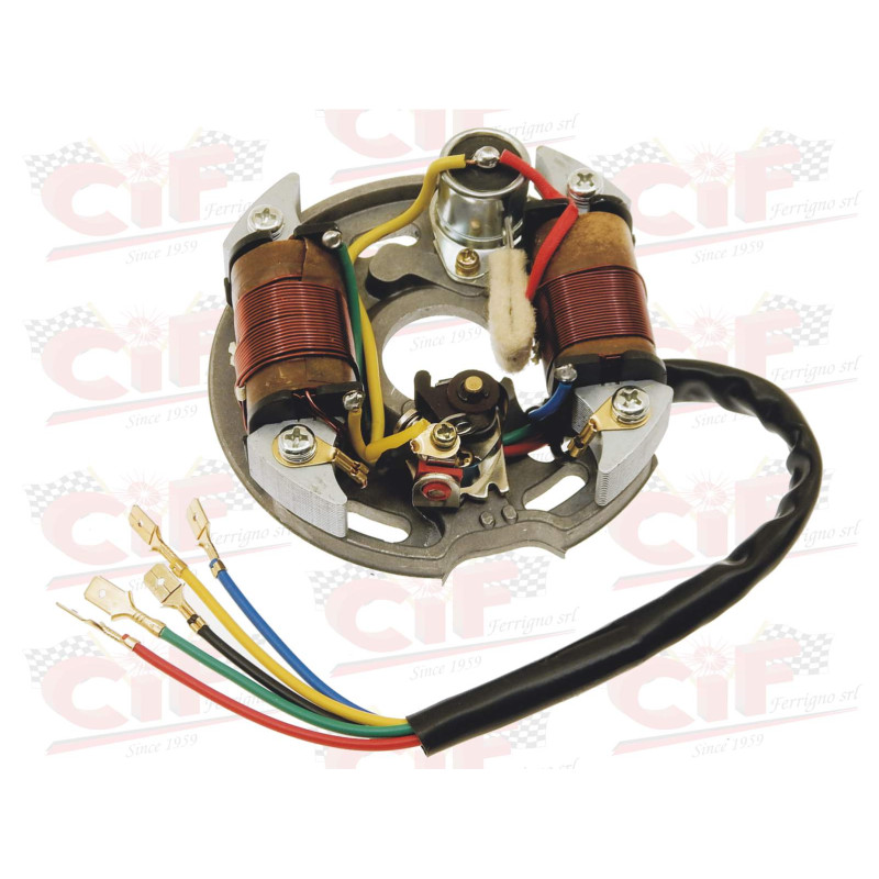 STATORE COMPLETO 6V 25W 5 FILI CON FILO STOP VESPA 50 R SPECIAL BOBINA ESTERNA CIF 9153-E1  CIF - 1