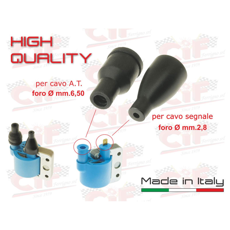 KIT CAPPUCCI ISOLANTI PER CAVO ALTA TENSIONE + CAVO SEGNALE BOBINA ALTA TENSIONE ESTERNA CIF : 9012-KT  CIF - 1