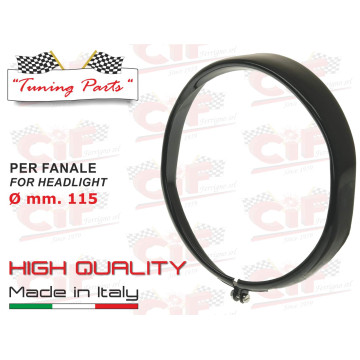 GHIERA FANALE IN ACCIAIO INOX BLACK/NERO SEMILUCIDO PER FANALE ANTERIORE Ø mm.115 CIF : 7341-BLK  CIF - 1
