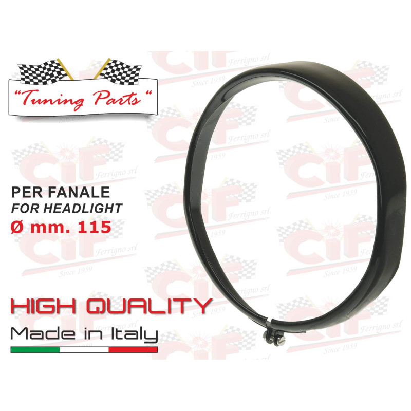 GHIERA FANALE IN ACCIAIO INOX BLACK/NERO SEMILUCIDO PER FANALE ANTERIORE Ø mm.115 CIF : 7341-BLK  CIF - 1