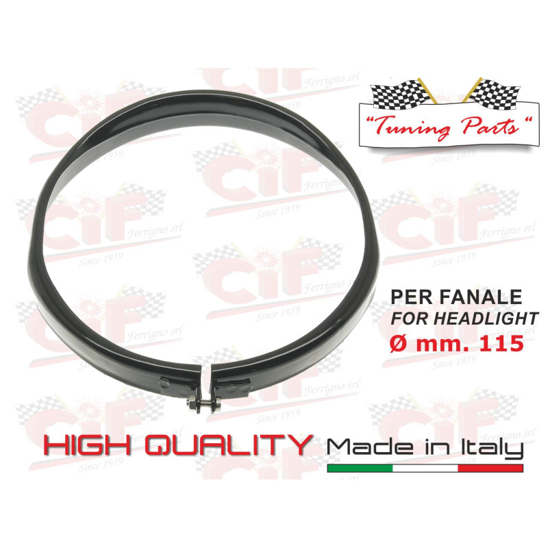 GHIERA FANALE IN ACCIAIO INOX BLACK/NERO SEMILUCIDO PER FANALE ANTERIORE Ø mm.115 CIF : 7341-BLK  CIF - 1