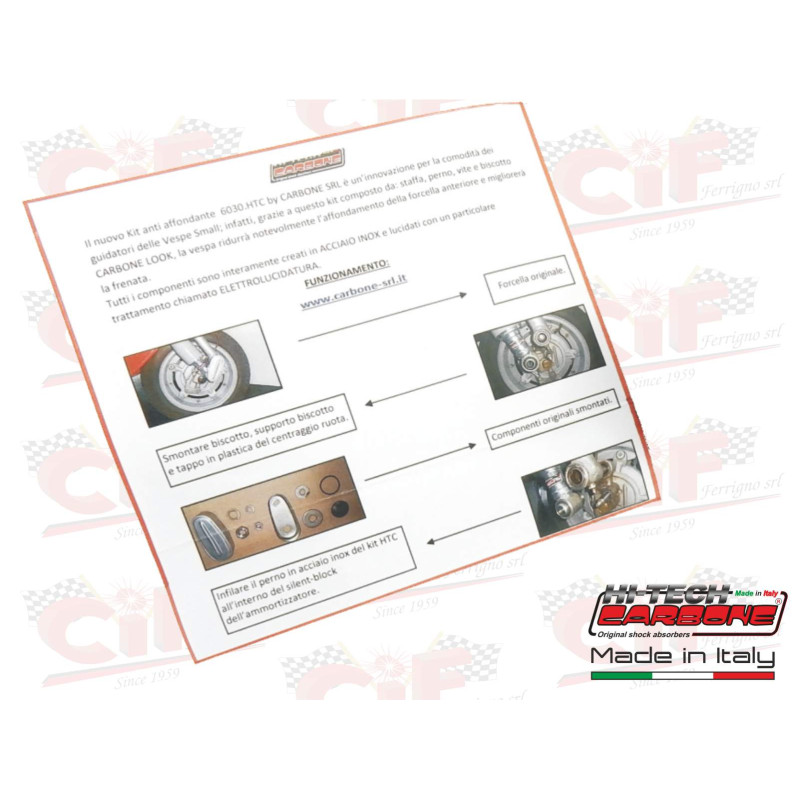 KIT "CARBONE" ANTI AFFONDAMENTO X AMMORTIZ.ANTERIORE VESPA 50 - 125 PRIMAVERA - ET3 - PK 50  - PK 50 XL CIF : 6430-KTA  CIF - 4