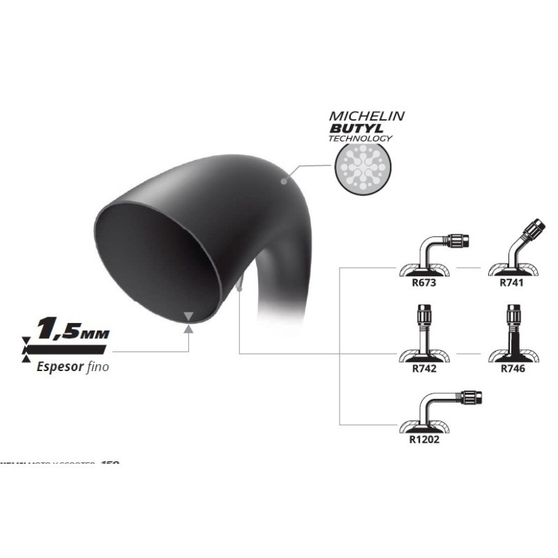 Camera d'Aria Michelin 10B1 3.00/3.50-10 con Valvola 45° per Vespa Ape  MICHELIN - 1