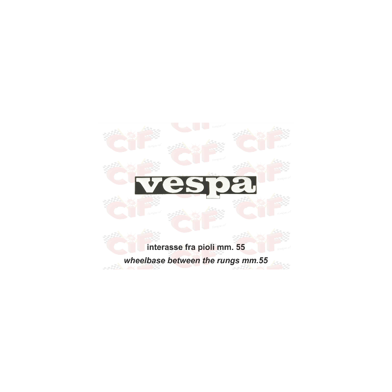 TARGHETTA "VESPA" (interasse fra pioli mm. 55) per scudo anteriore VESPA PK-PK XL CIF : 6100  CIF - 1