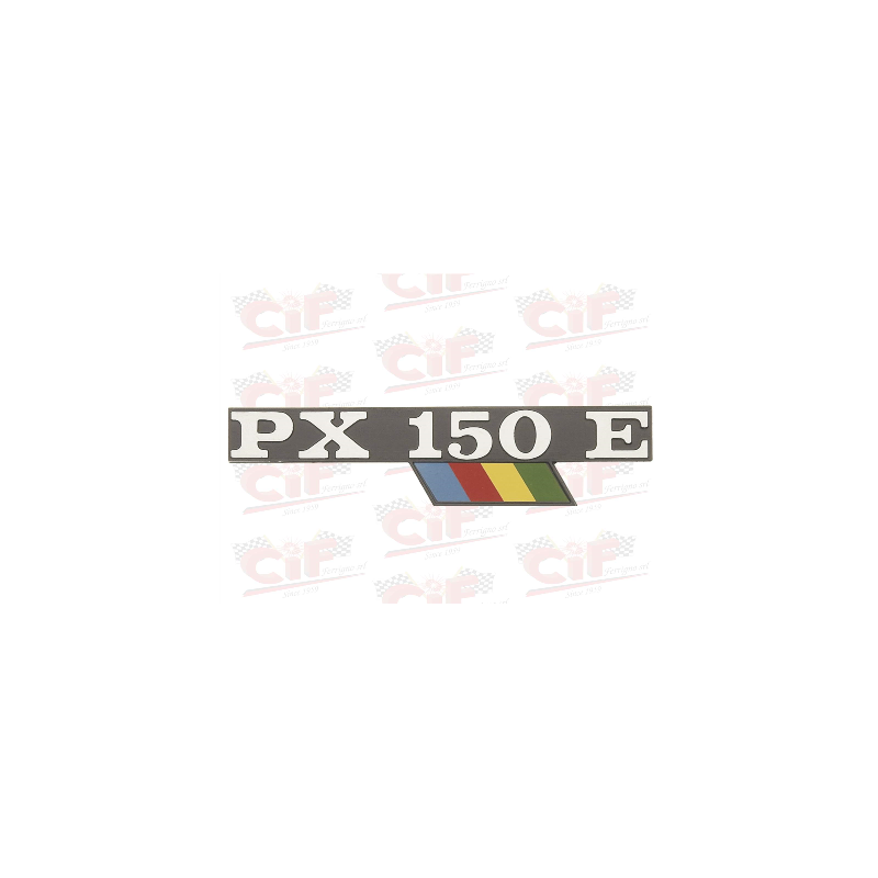 TARGHETTA "PX 150 E" CON BANDIERINA - per cofano laterale - VESPA CIF : 5791  CIF - 1