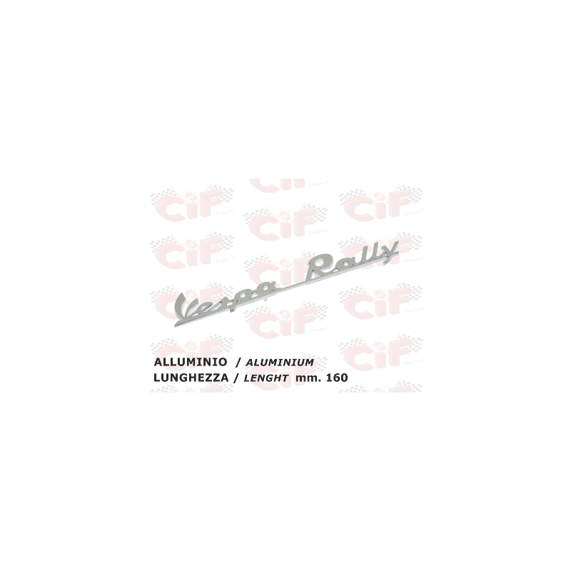 TARGHETTA "VESPA RALLY" TRAFORATA (lunghezza mm. 160) IN ALLUMINIO - POSTERIORE - VESPA CIF : 5742-P  CIF - 1