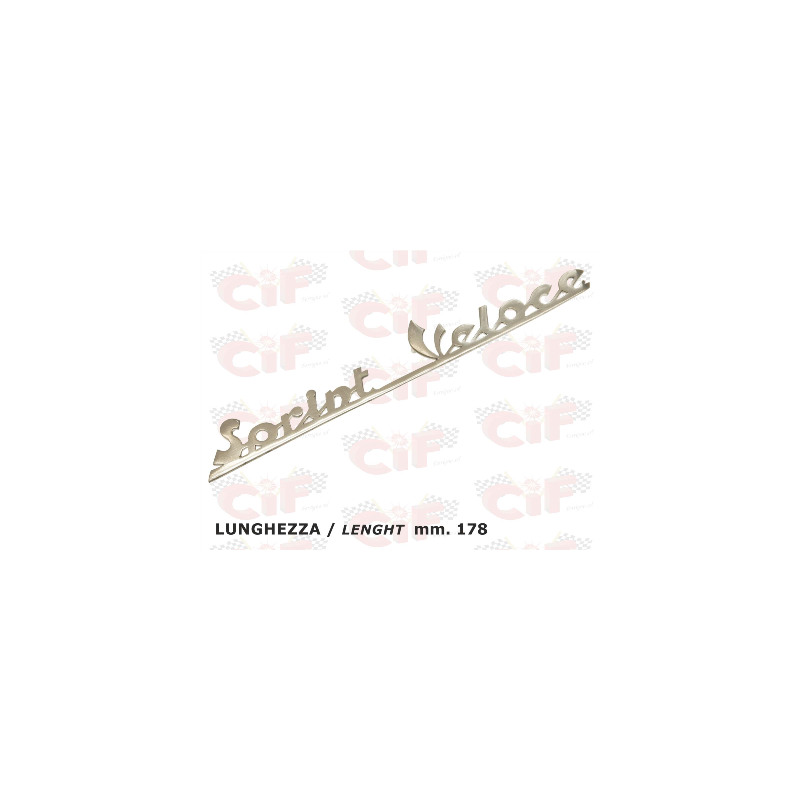 TARGHETTA "SPRINT VELOCE" TRAFORATA (lunghezza mm. 178) IN ALLUMINIO - POSTERIORE - VESPA CIF : 5737-P  CIF - 1