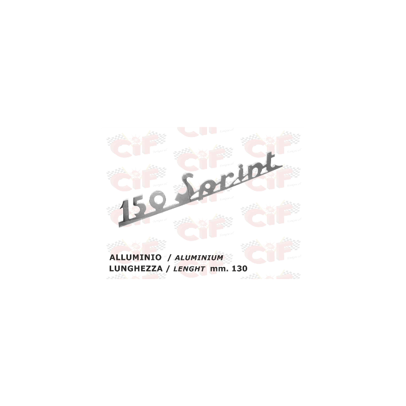 TARGHETTA"150 SPRINT" TRAFORATA (lunghezza mm. 130) IN ALLUMINIO -POSTERIORE - VESPA CIF : 5736-P  CIF - 1